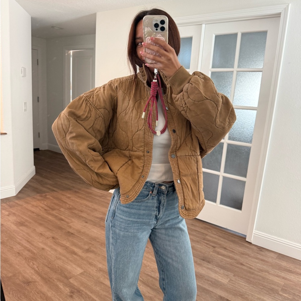 Blank NYC Women's Brown Quilted Bomber Jacket